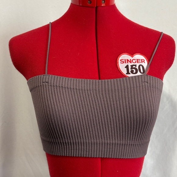 Harlow Tops - Harlow Gray Ribbed Crop Top